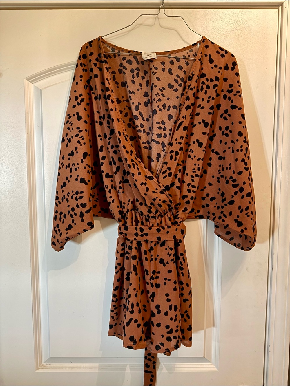 NWOT Leopard print romper size large